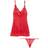 OH LÀ LÀ CHÉRI Valentine Soft Cup Babydoll Chemise & G-String Thong - Red