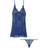 OH LÀ LÀ CHÉRI Valentine Soft Cup Babydoll Chemise & G-String Thong - Estate Blue