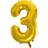 Joker Folieballon Nummer 3 Guld 86 cm