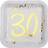 Santex Paptallerkener Tal Hvid/Guld Tallet 30