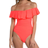 La Blanca Island Goddess Off Shoulder Ruffle One Piece - Hot Coral