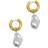 Adornia Shell Pearl Chubby Hoop Earrings - Gold/White