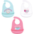 Hudson Baby Girls and Boys Silicone Bibs 3 Pack