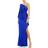 Mac Duggal One-Shoulder Long Sleeve Satin Column Gown - Sapphire