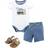 Hudson Baby Bodysuit Shorts & Shoes 3-Piece Set - Gone Surfing (10153361)