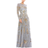 Mac Duggal Long Sleeve Embellished Illusion Evening Gown - Platinum/Gold