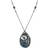 1928 Jewelry Pewter Cat with Fishbowl Beaded Pendant Necklace - Silver/Blue