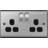 BG 13a 2 Gang Switch Socket Brushed Steel With Black Inserts NBS22B