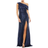 Mac Duggal Metallic One-Shoulder Sheath Evening Gown - Midnight