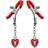 Master Series Captive Heart Nipple Clamps Red