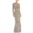 Mac Duggal Long Sleeve Beaded Column Gown - Platinum