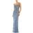 Mac Duggal Floral Beaded Column Gown - Slate Grey