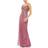 Mac Duggal Floral Beaded Column Gown - Raspberry