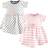 Touched By Nature Organic Cotton Short Sleeve Dresse 2-pack - Pink/Gray Scribble (10166240)