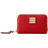 Dooney & Bourke Pebble Grain Large Zip Around Credit Card Case - Red