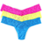 Hanky Panky Signature Lace Low Rise Thongs 3-pack - Passionate Pink/Citrus Fizz/Fiji Blue