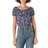 Lucky Brand Bubble Hem Crop Top - Navy Multi