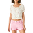 Lucky Brand Bubble Hem Crop Top - Cream Multi