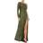 Mac Duggal Sequined Drop Shoulder Faux Wrap Gown - Olive