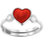 Pia & Per Heart Ring - Silver/Red