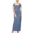 Alex Evenings Cold-Shoulder Draped Metallic Gown - Dusty Blue