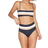 L*Space Rebel Stripe Bikini Top - Black/Cream/Chestnut