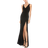 Mac Duggal Ruched Stretch Jersey V-Neck Gown - Black