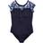 Rainbeau Moves Girl's Seismic Waves Stripe Short Sleeve Mesh Leotard - Black (RB6835G)