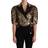 Dolce & Gabbana Gold Leopard Print Short Sleeve Blazer Flerfarvet