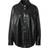 Urban Classics Faux Leather Overshirt - Black