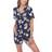 White Mark Short Sleeve 2-Piece Floral Pajama Set - Blue