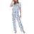 White Mark Short Sleeve Pants Tropical 2-Piece Pajama Set - White/Blue