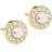 Blomdahl Brilliance Halo Earrings - Gold/Transparent/Pearl