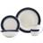 Tabletops Gallery 16pc Porcelain Isiah Striped Dinnerware Set Blue Dinner Set 16pcs