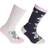Floso Kid's Cotton Rich Welly Socks 2-pack - Navy Beige