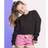SF Minni Girls Slounge Crop Sweatshirt (5-6 Years) (Black)