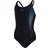 Speedo Girl's Tech Placement Digital Muscleback Swimsuit - Black/Blue Flame/Light Adriatic