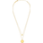 Estella Bartlett Double Chain CZ Slider and Disc Necklace - Gold/Transparent