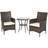 OutSunny Rattan Bistro Set Garden Chair Table Bistro Set
