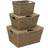 JVL Seagrass Set Of 3 Rectangular Lidded Storage Storage Basket