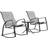 OutSunny 3 Pieces Outdoor Rocking Chairs Set w/ Tempered Glass Table for Garden