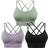 Evercute Cross Back Sport Bra 3 Pack - Green/Black/Lavender