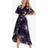 Yumi Floral Short Sleeve Frill Maxi Dress, Navy/Multi