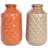 Dkd Home Decor Porslin Orange Grön (20 x 20 x 35 cm) (2 antal) Vas