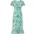 Yumi Frill Crane Wrap Midi Dress - Blue