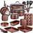 NutriChef High qualified Basic Kitchen Brown Cookware Set with lid 20 Parts