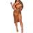 Aro Lora Womens Sexy Bodycon Mini Dress - Rust Brown