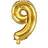 PartyDeco Foil Balloon Number 9 35cm Gold