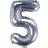 PartyDeco Foil Balloon Number 5 35cm Silver