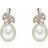 Elements 9Ct Diamond & Freshwater Pearl Leaf Design Dangle Stud Earrings